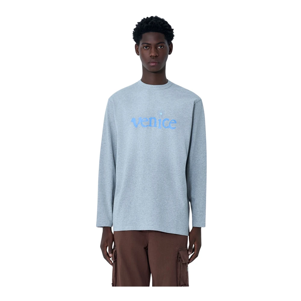Erl Men's Gray Sweatshirts, M, Venice Print T-Shirt