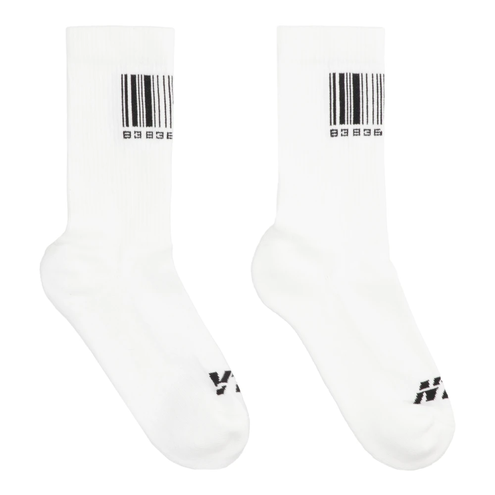 Vetements Contrasterende Intarsia Katoenmix Sokken White Heren