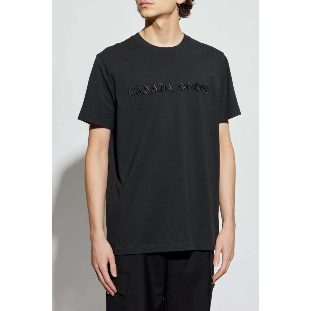 Canada Goose T-shirt met geborduurd logo Black Heren