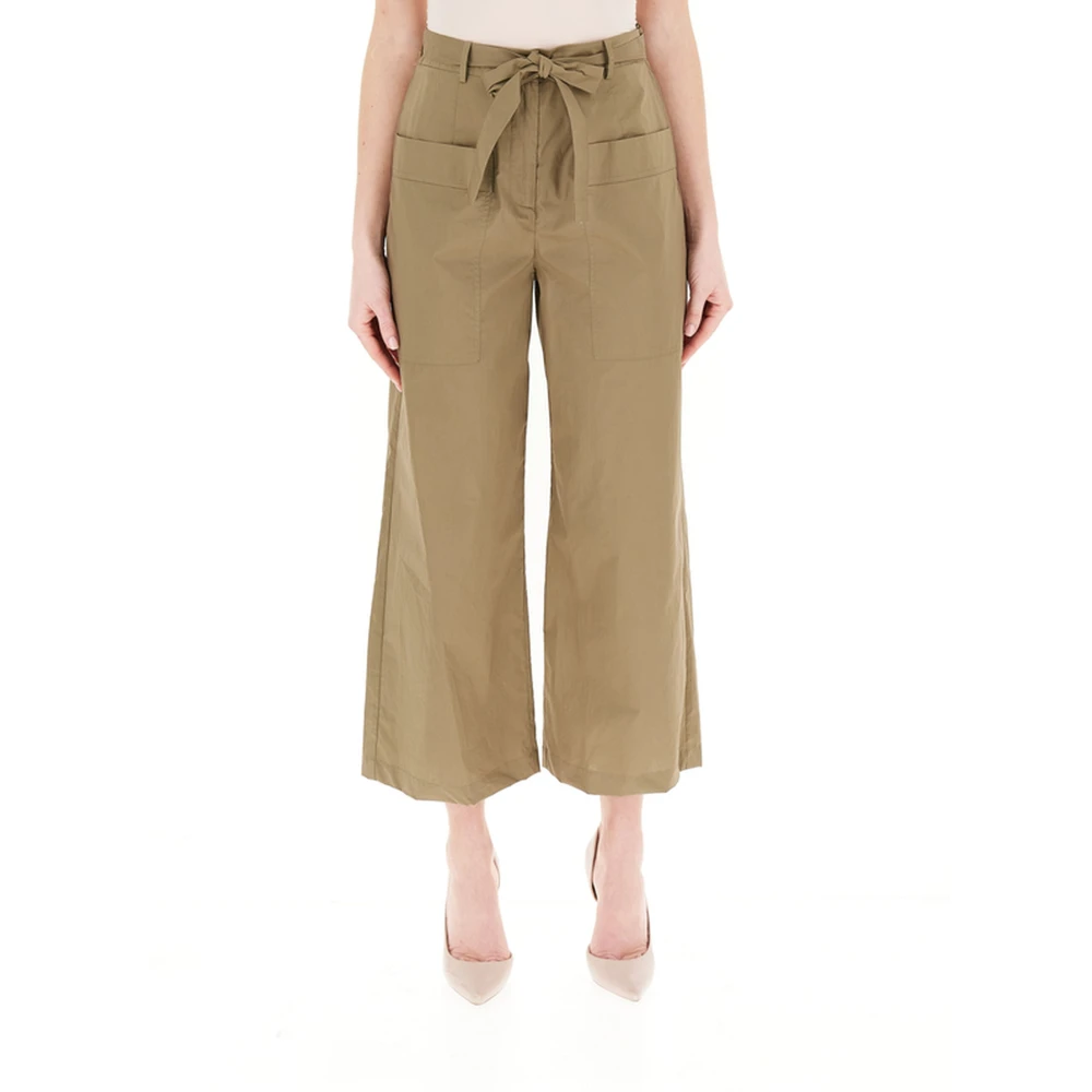 Liu Jo Vrouw Groente Broeken Dames, Groen, M, Katoen, Pantalone A Palazzo