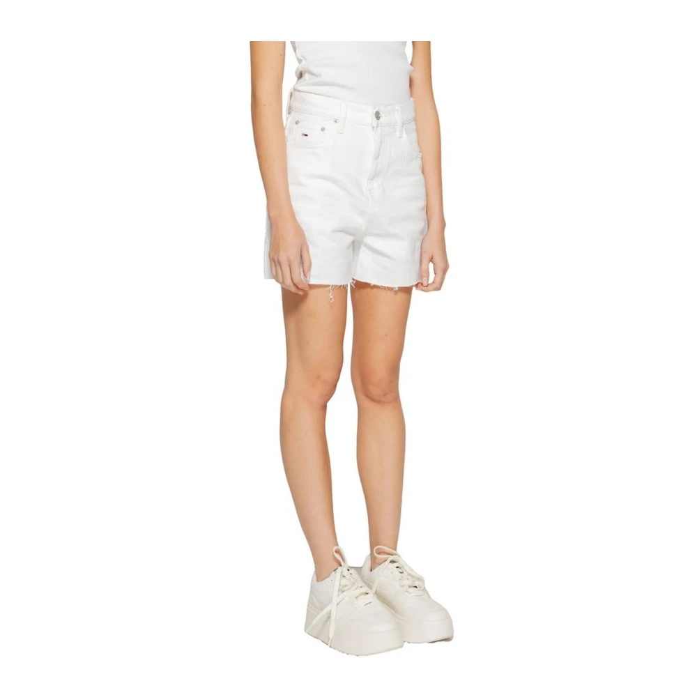 Tommy Jeans Geregenereerde Katoenmix Shorts met Elastaan White Dames