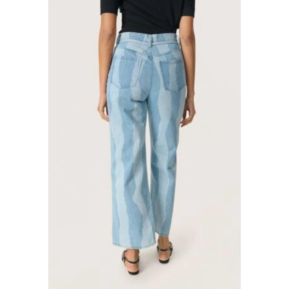 Soaked in Luxury Blauwe Gescheurde Strepen Katoenen Broek Blue Dames
