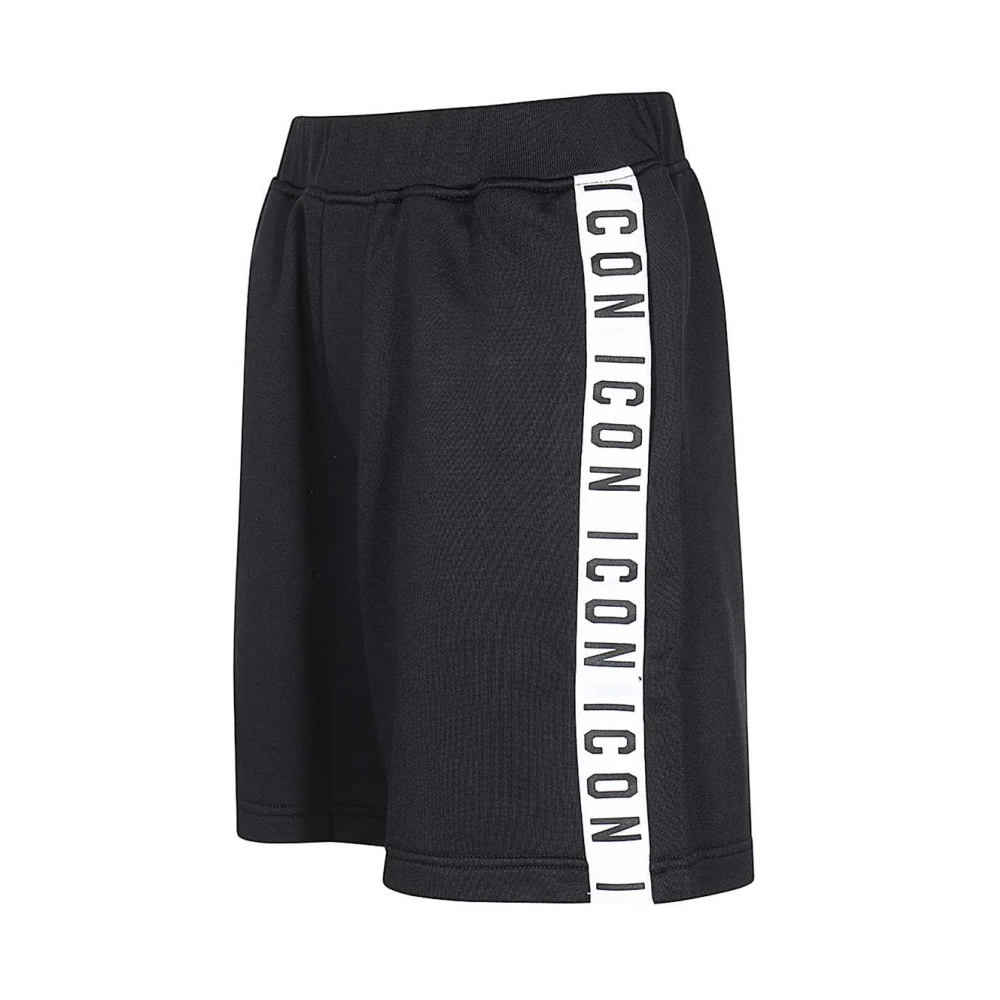 Dsquared2 Contrast Streep Fleece Shorts Black Heren
