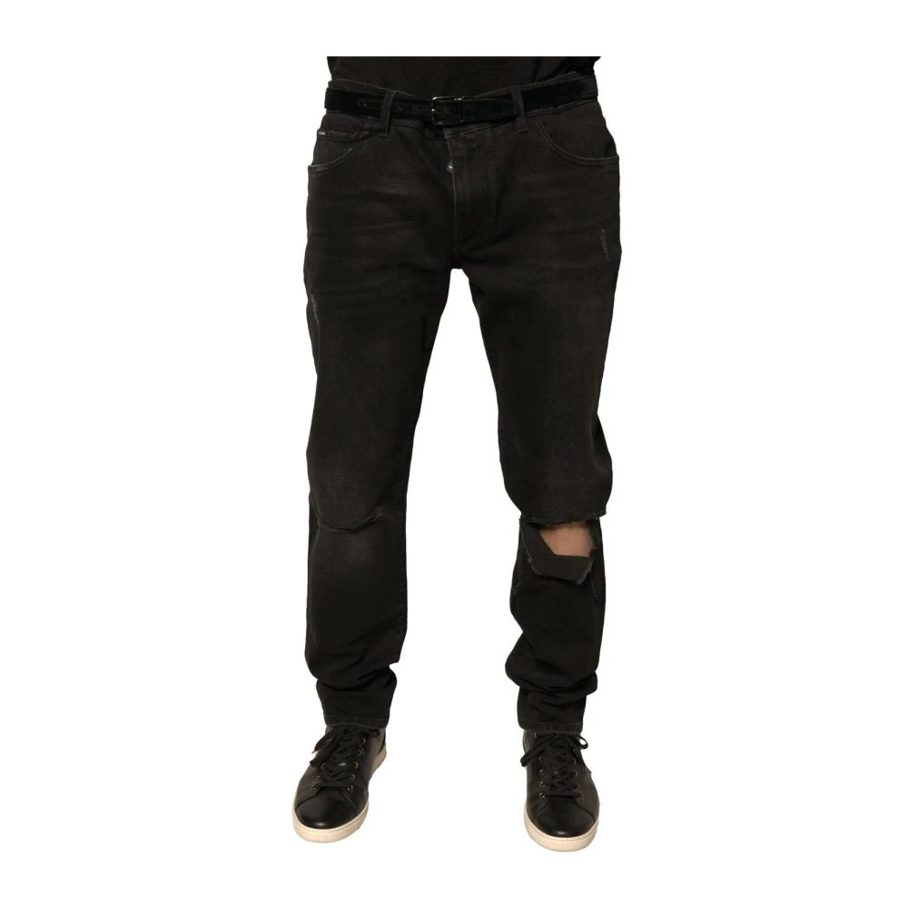 Dolce & Gabbana Men's Black Ripped Skinny Denim Jeans