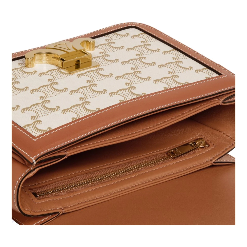 Celine Triomphe Logo Schoudertas Vrouwen Beige Dames