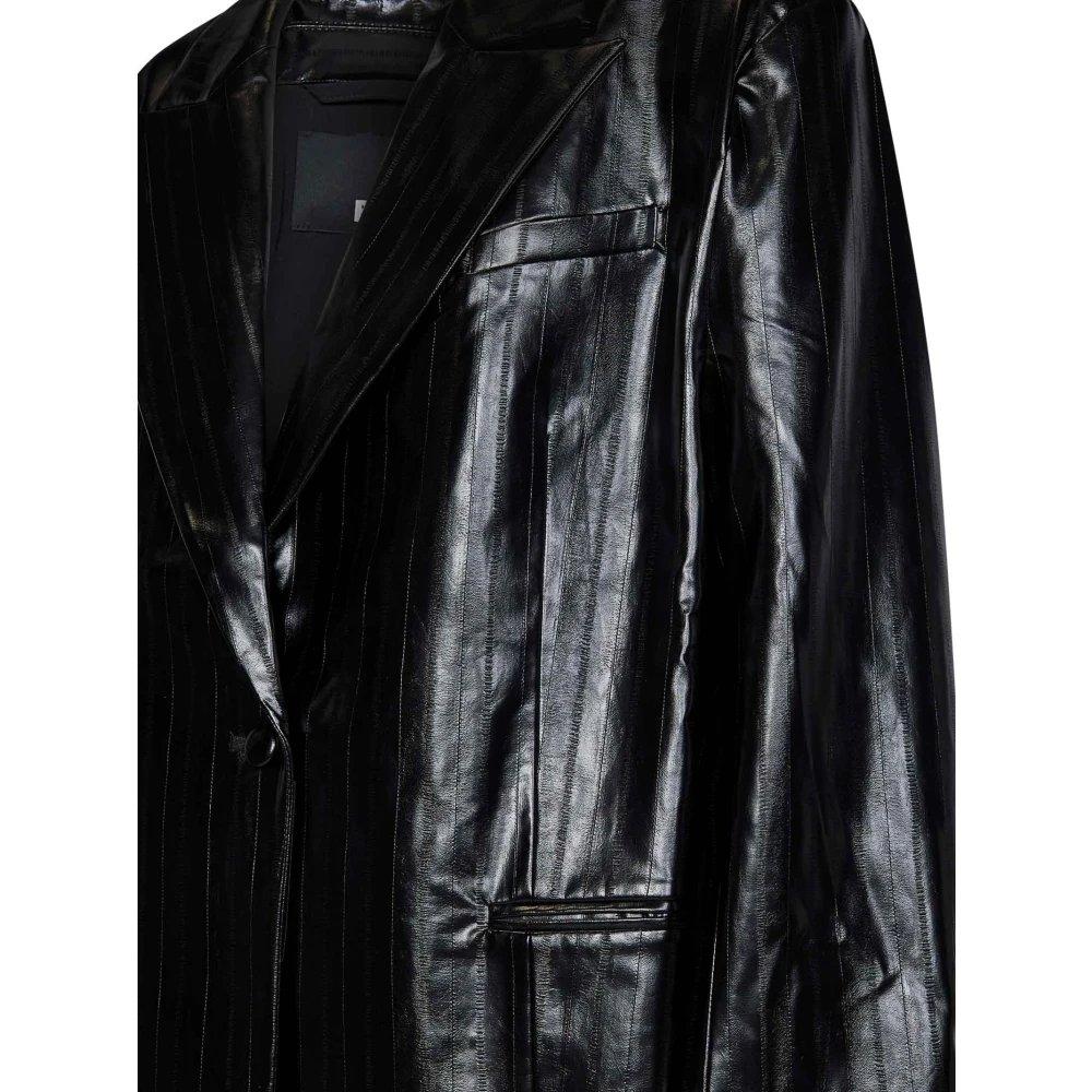 Rotate Birger Christensen Zwarte Oversized Blazer met Palinghuidprint Black Dames