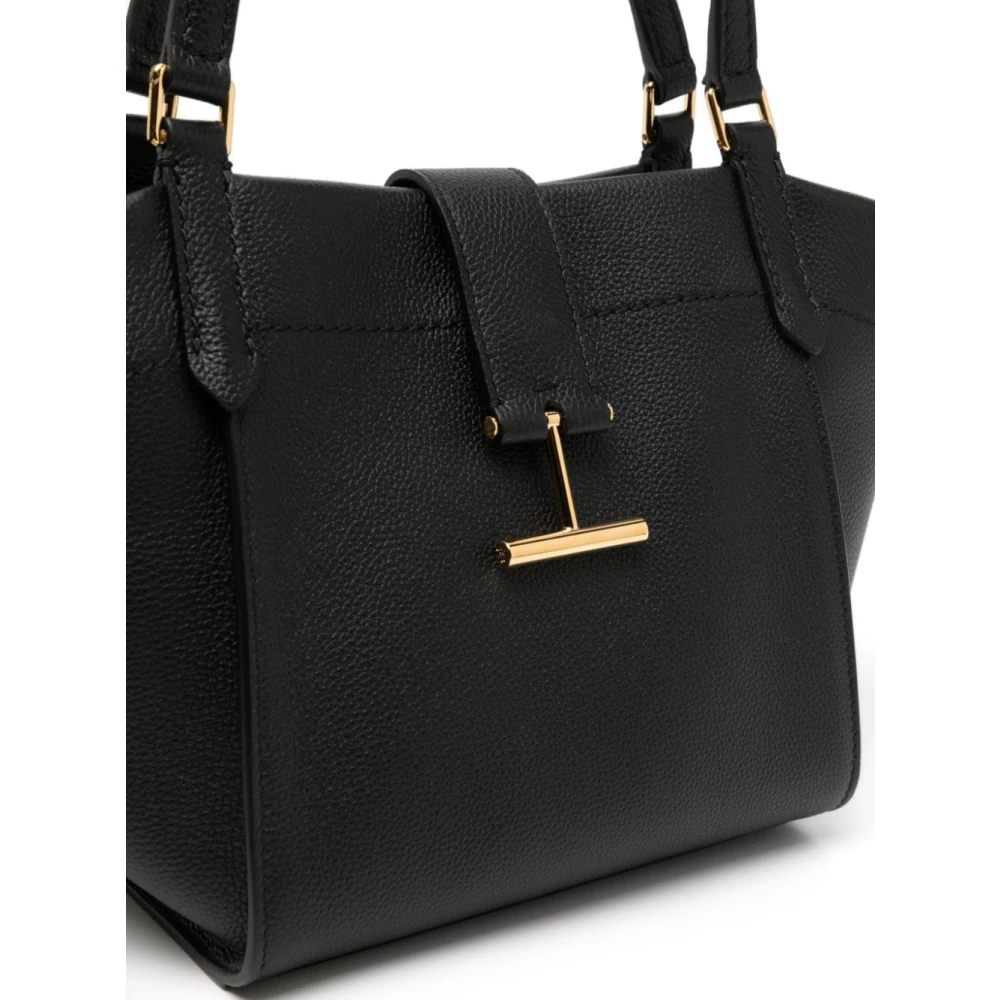 Tom Ford Gestructureerde Leren Zwarte Schoudertas Black Dames