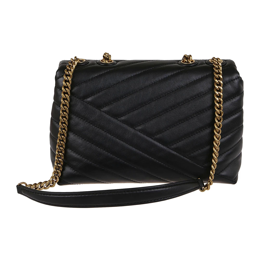 TORY BURCH Gewatteerde leren Chevron tas in crème Black Dames