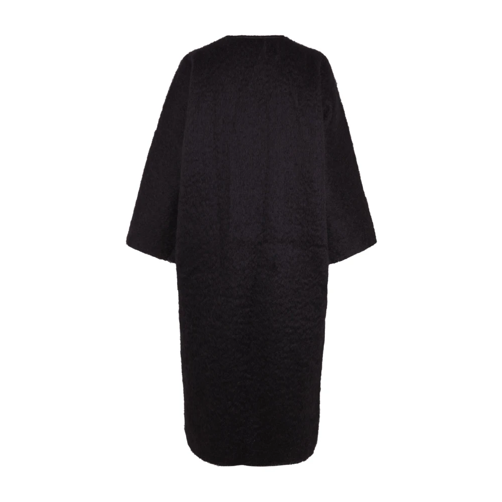 Cortana Lucht lang zwart mohair jas Black Dames