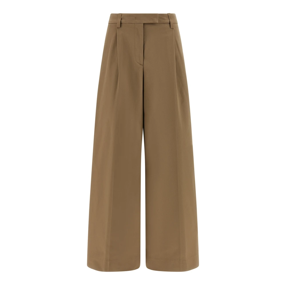 Thelatest Women's Brown Wide Trousers, 2XS, Deva Pleat Trousers