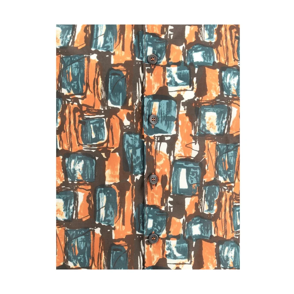 Prada Geometrisch Katoenen Overhemd met Korte Mouwen Multicolor Heren