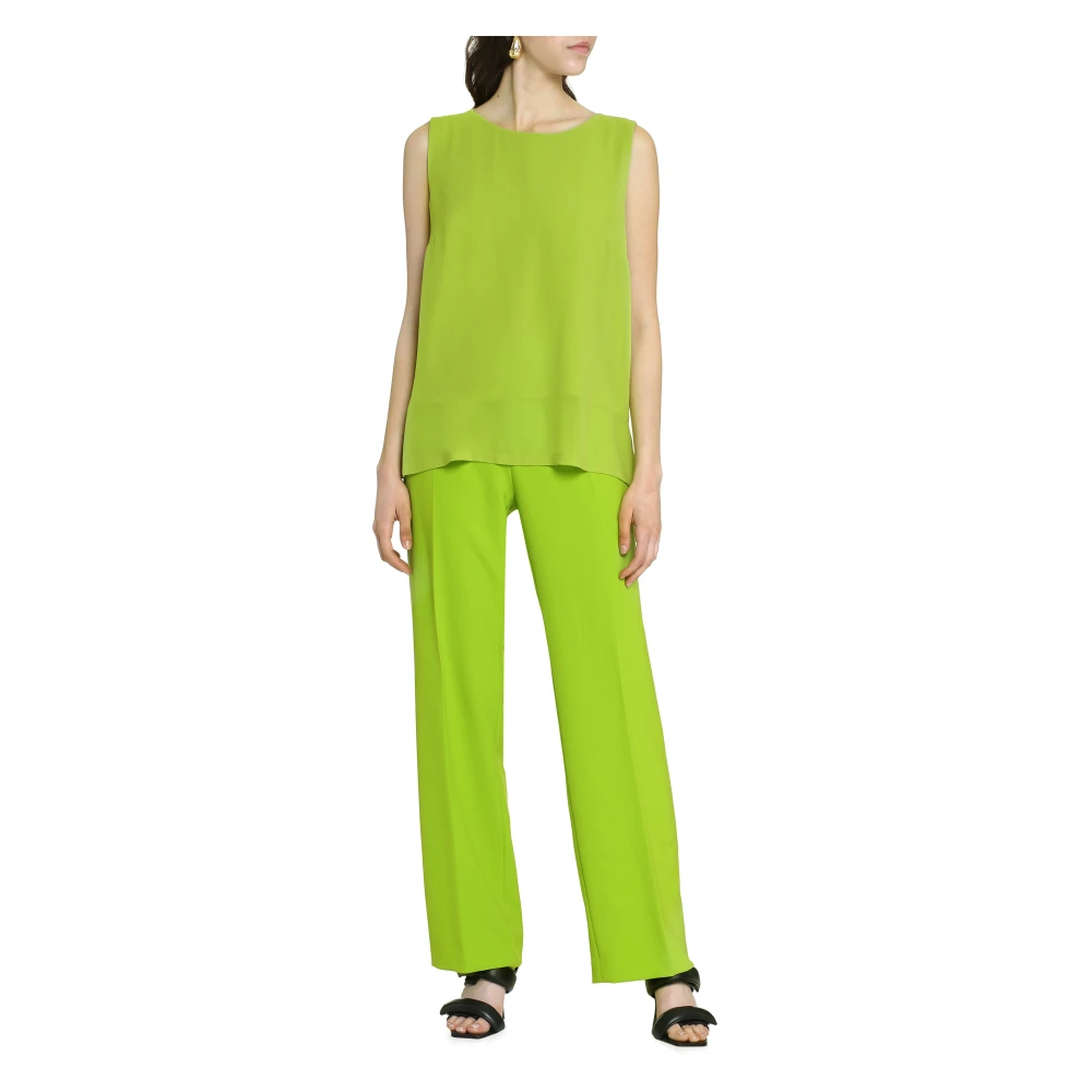 Clips Crêpe Blouse met -bow Kraag Green Dames
