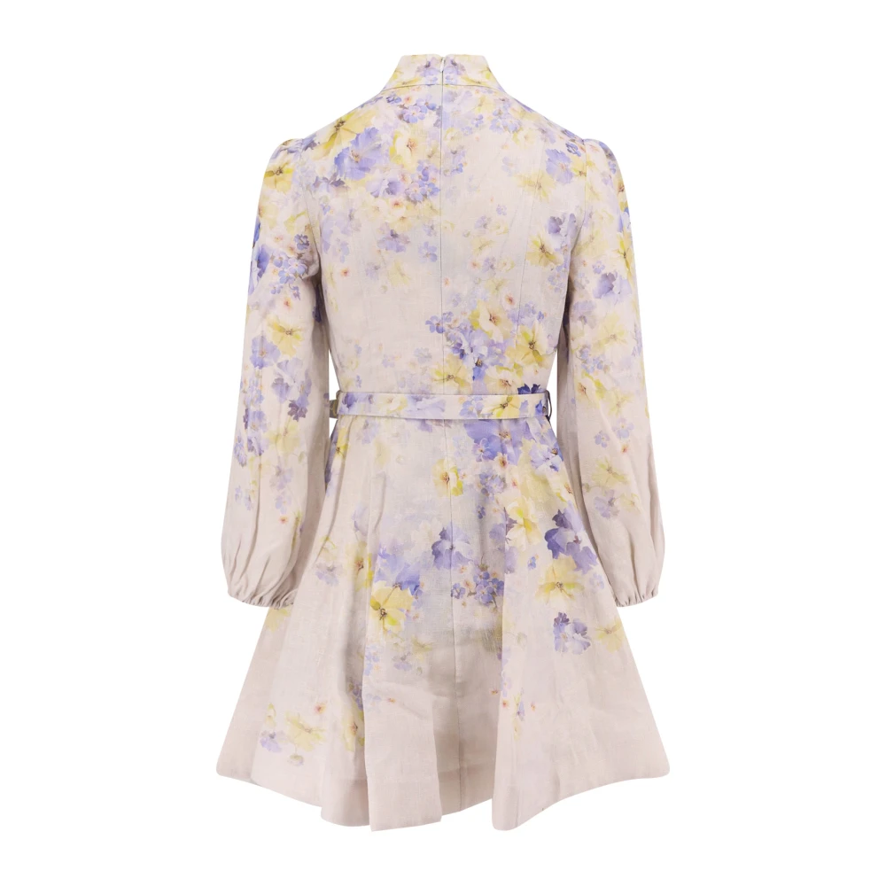 Zimmermann Bloemen linnen jurk met parelknopen Multicolor Dames