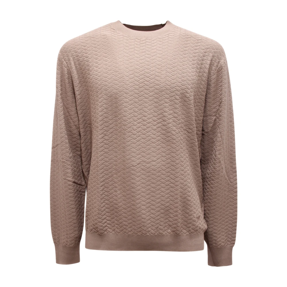 Armani Beige Maglione Cotton Jumper - Male - Round-Neck Knitwear - 2XL - Knitwear
