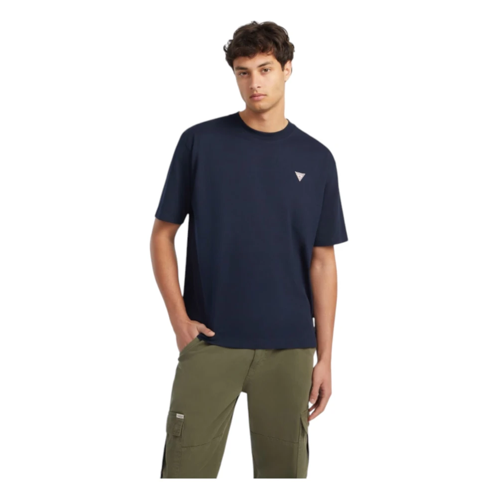 Guess Oversized Jersey T-shirt van Biologisch Katoen Blue Heren