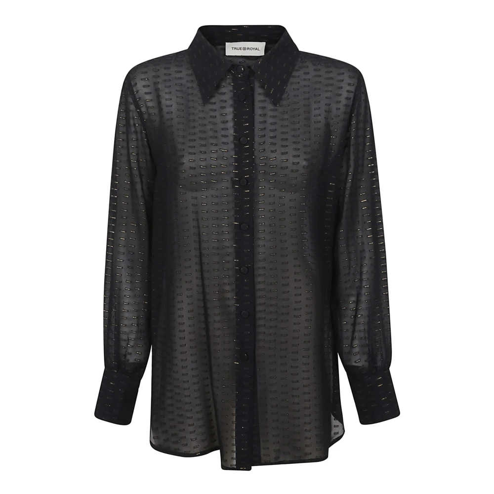 True Royal Zwart Viscose Katoen Polyester Shirt Black Dames