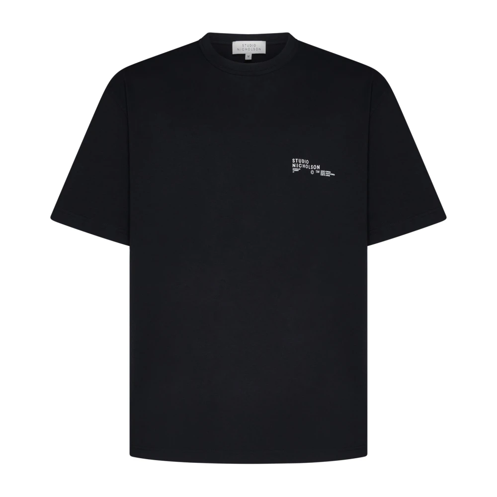 Studio Nicholson Zwart Logo Boxy Fit T-shirt Black Heren