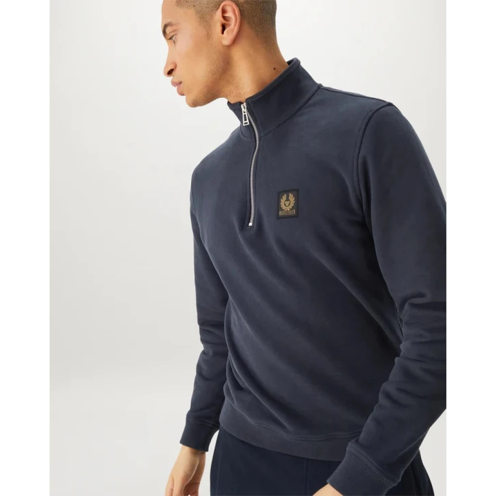 Belstaff Quarter Zip Sweatshirt Dark Ink Blue Heren