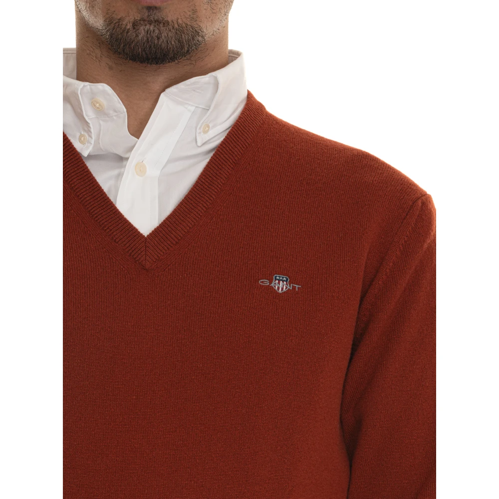 Gant V-hals trui extra fijne wol Orange Heren
