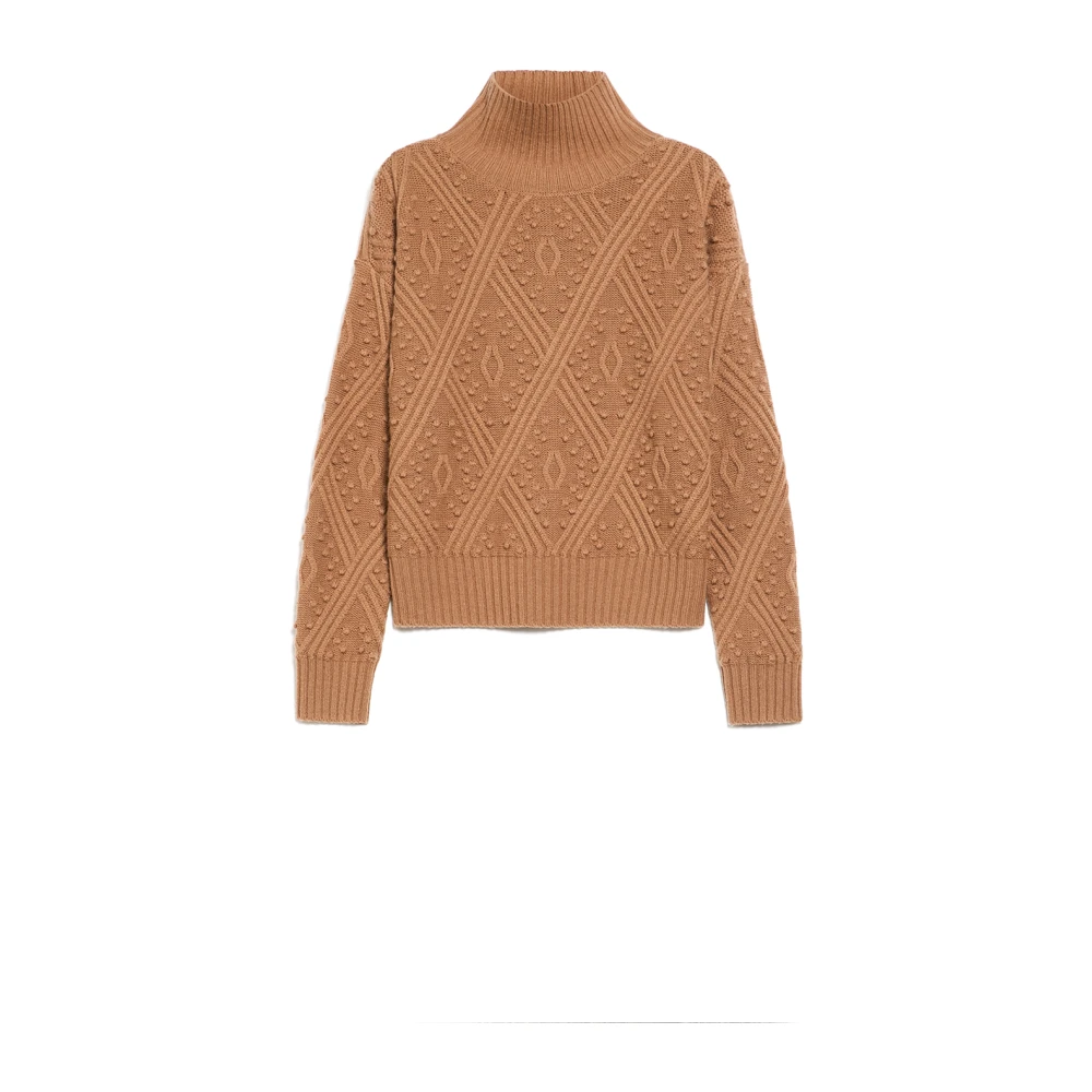 Max Mara Argyle Gebreide Trui Bruin Brown Dames