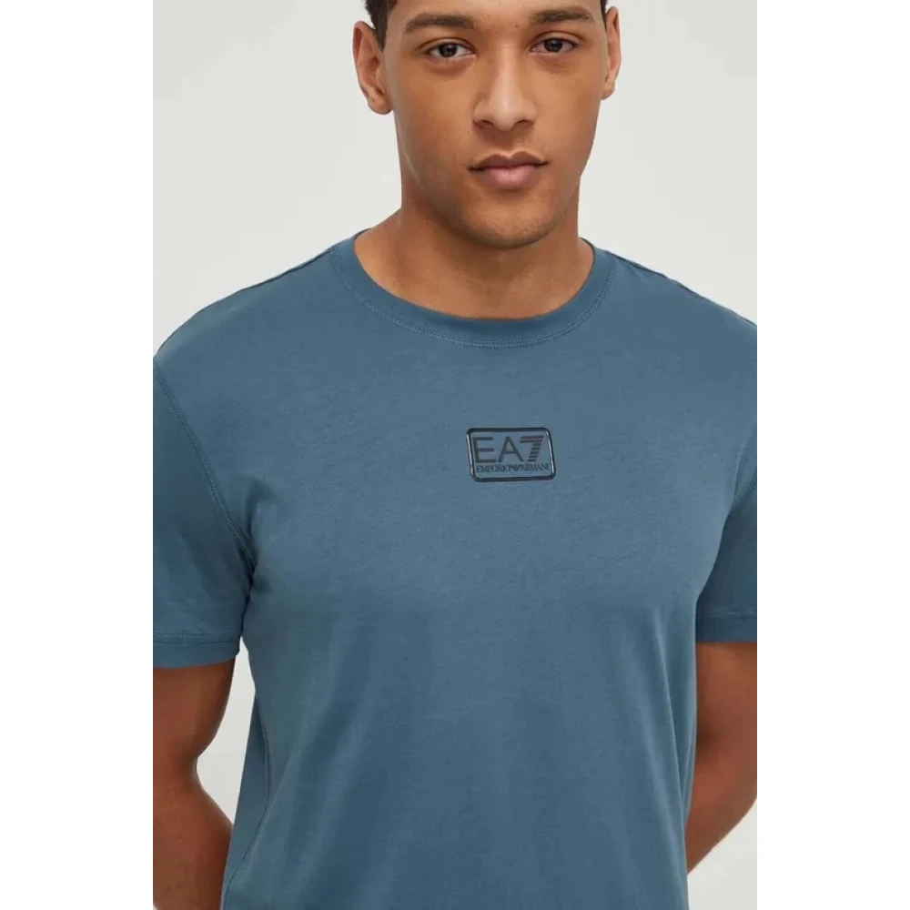 Emporio Armani EA7 Casual Katoenen T-Shirt Blue Heren