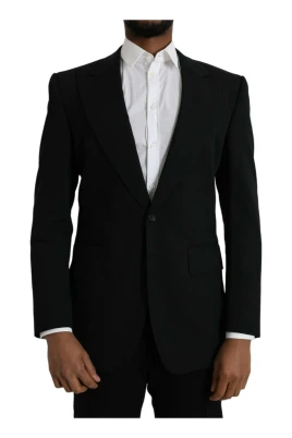 Svart Ull Peak Coat Blazer