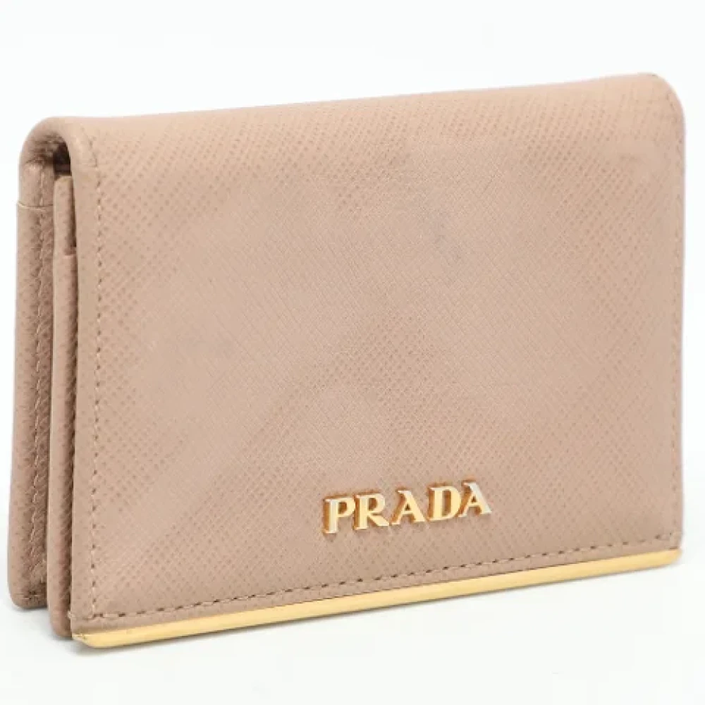 Prada Vintage Pre-owned Leather wallets Beige Dames