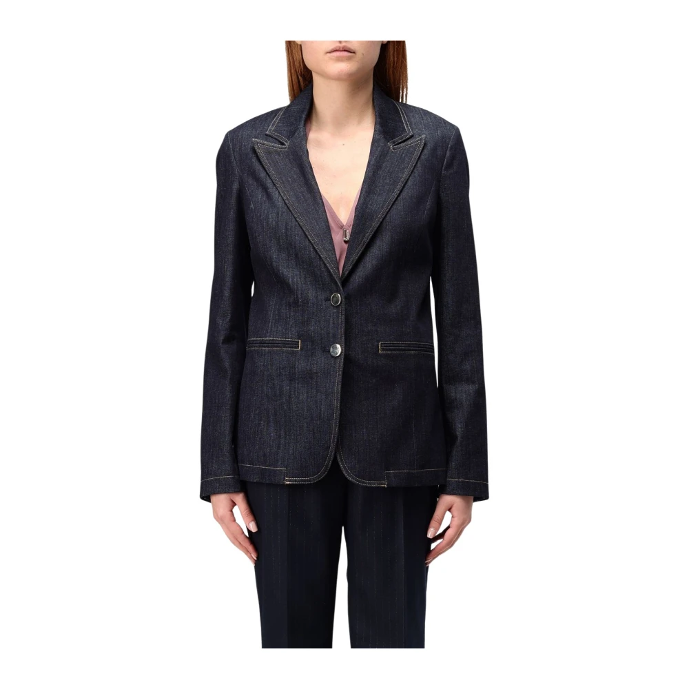 Liu Jo Vrouw Blauw Denim Jas Voor Stijlvolle Look