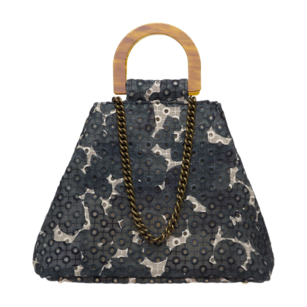 La Milanesa Trapezium Stoffen Handtas Kant Effect Multicolor Dames