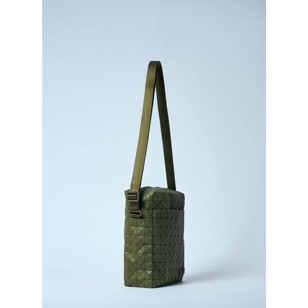 Issey Miyake Katoenen schoudertas met tegelapplicatie Green Heren