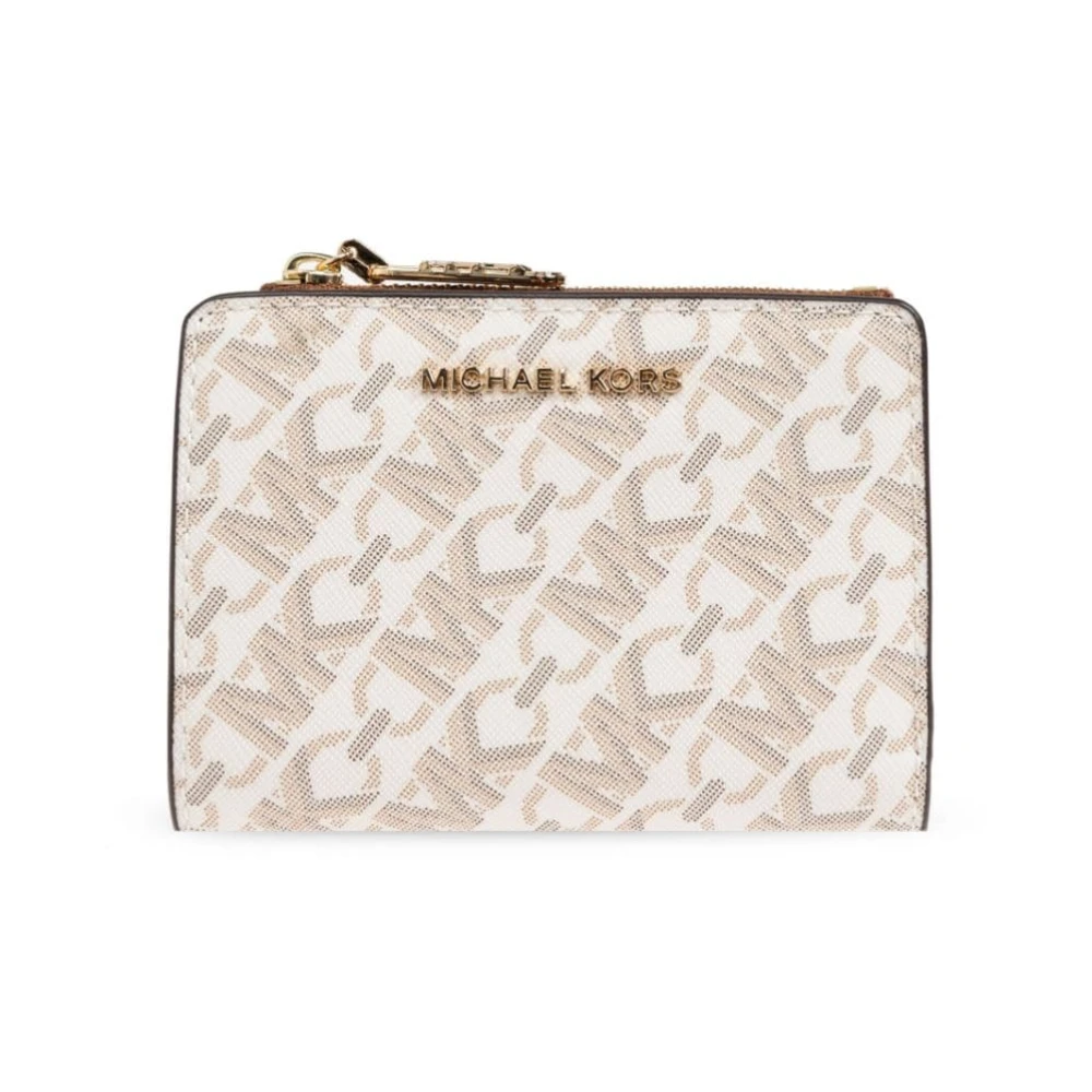 Michael Kors Chic Logo Print Portemonnee Beige Dames