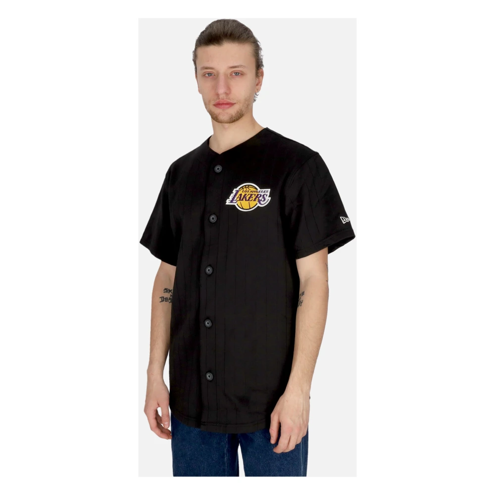 new era Lakers Logo Jersey Jack Zwart Paars Black Heren