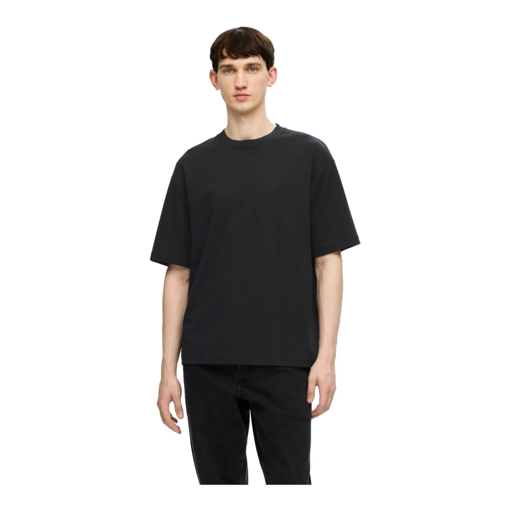 Selected Homme Casual Ronde Hals Oversized T-Shirt Black Heren