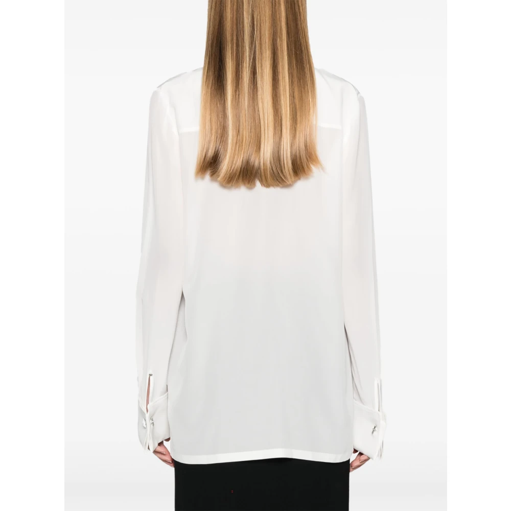 SPORTMAX Witte jas met V-hals en sjaal White Dames