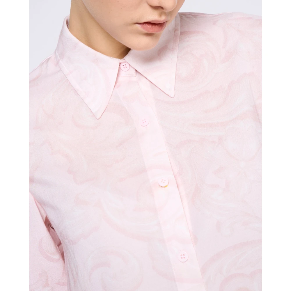 Silvian Heach Gestreept Overhemd Puntkraag Lange Mouwen Pink Dames
