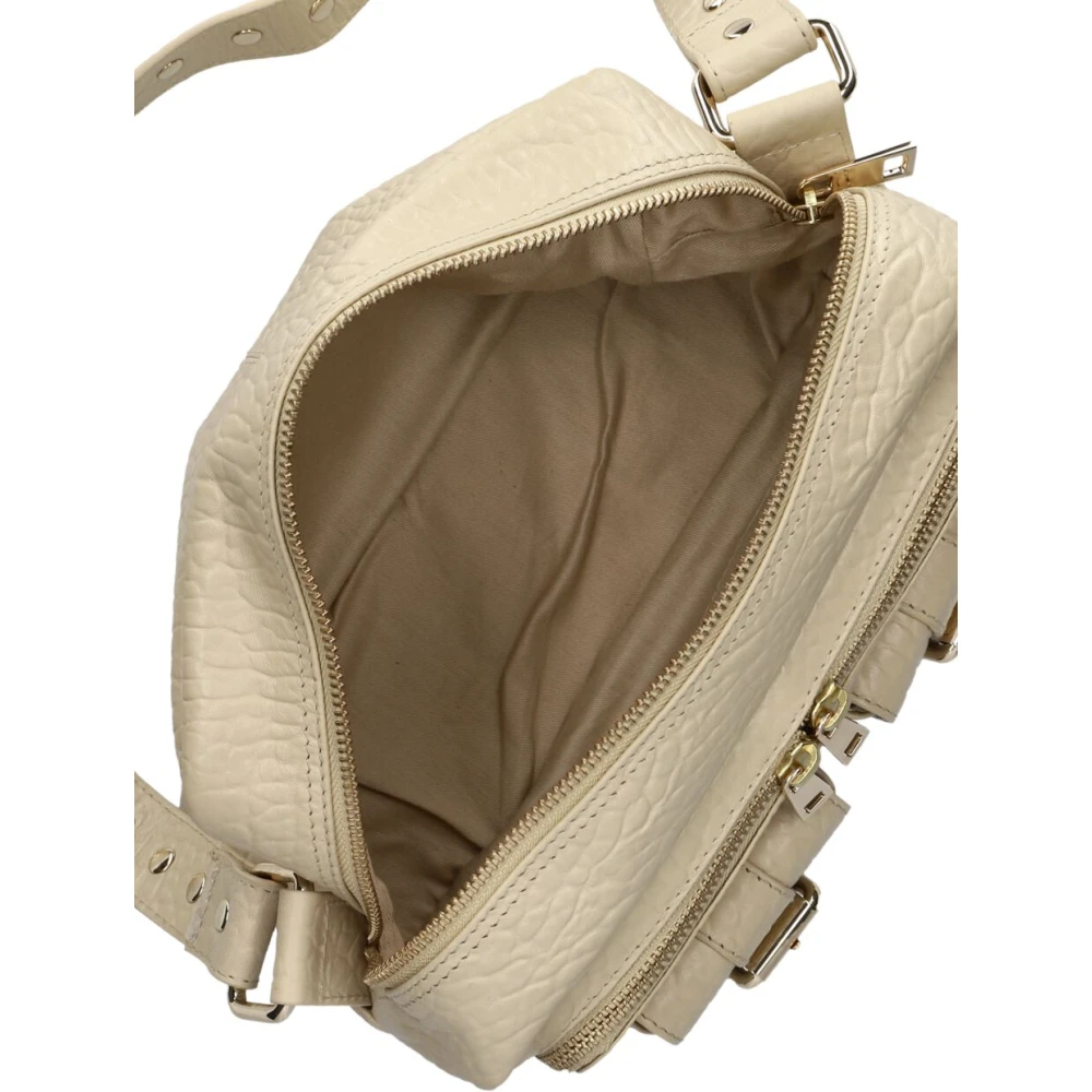 Núnoo Beige Leren Schoudertas Ellie Buckle Beige Dames