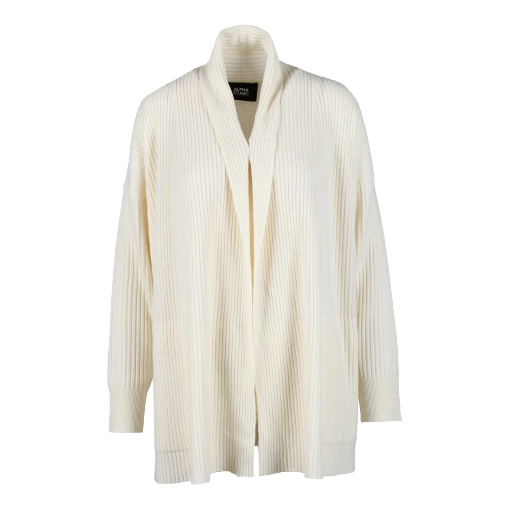 Alpha Studio Zachte Wol Cashmere Blend Vest Beige Dames