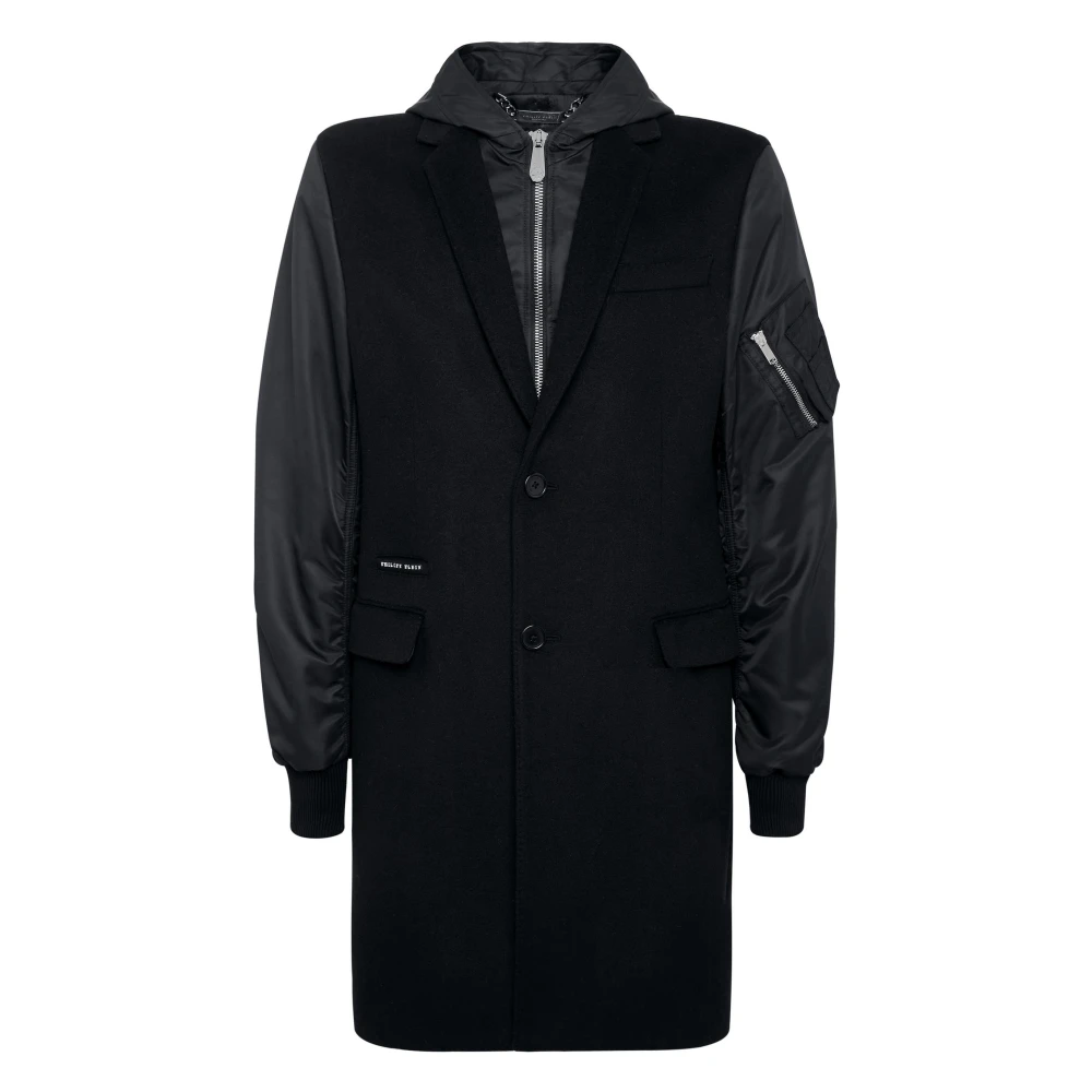 Philipp Plein Uomo Nero Long Hoodie Coat