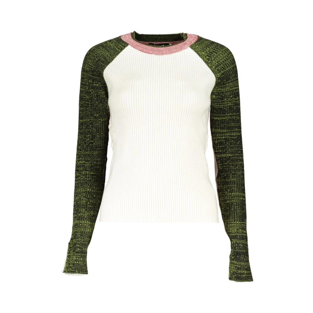 Desigual Women's Multicolor Elegant Contrast Pullover With Rundhalsausschnitt - Round-Neck Knitwear - Xl- Knitwear