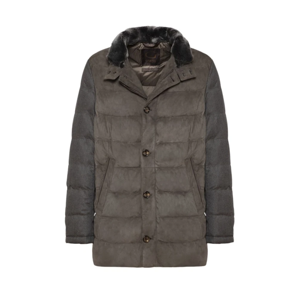 Gimo's Luxe Suède en Stoffen Jas Gray Heren