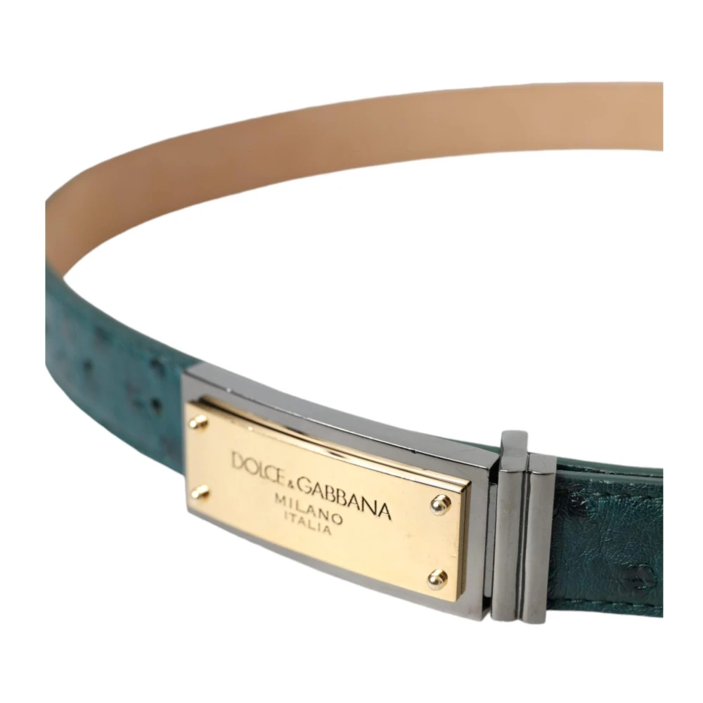 Dolce & Gabbana Groene Leren Logo Gesp Riem Green Dames