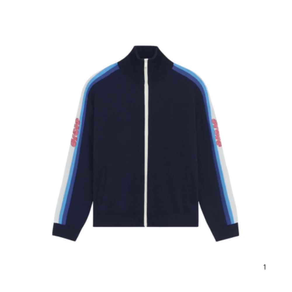Drole De Monsieur Men's Blue Wool-Blend Zip-Through
