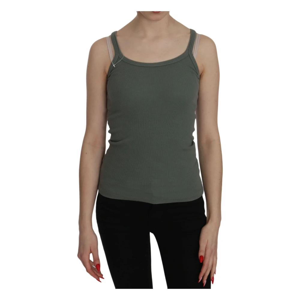 Pink Memories Groen Spaghetti Strap Tank Top Green Dames