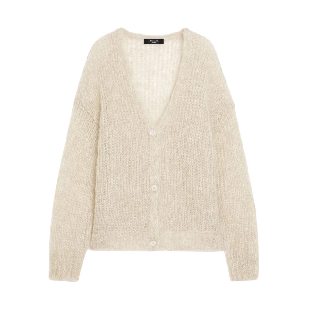 Max Mara Weekend Gezellige Mohair Cardigan met V-hals Beige Dames