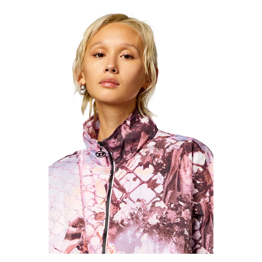 Diesel Nylon windbreaker with abstract print Multicolor Dames
