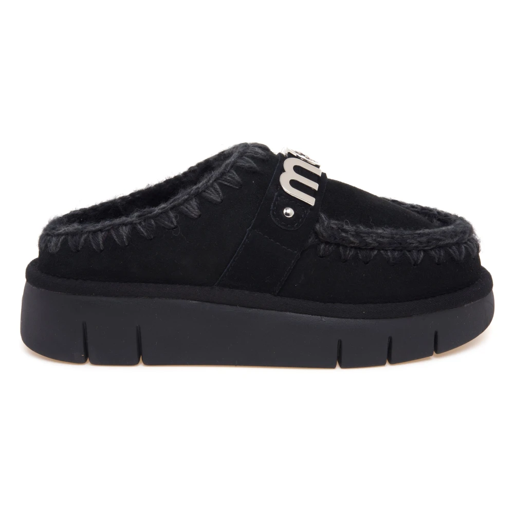 Mou Donna Nero - Bounce Clog In Camoscio Con Maxi Logo - Shoes - 39 Eu