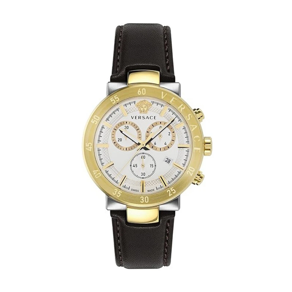 Versace Men's Yellow Watches, One Size, Urban Mystique Chronograph Leather Watch