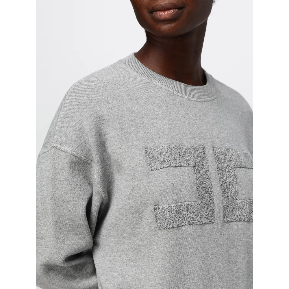 Elisabetta Franchi Gecropte viscose sweatshirt met geborduurd logo Black Dames
