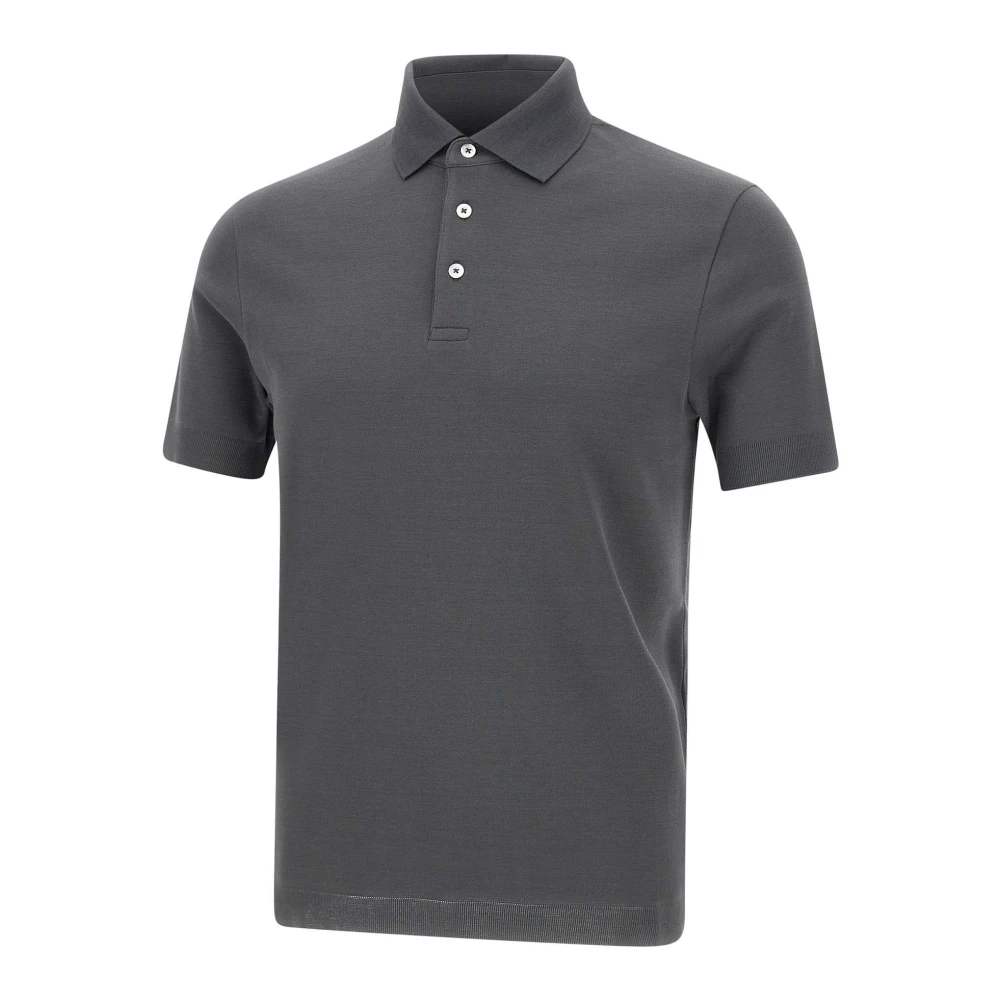 Herno Men's Gray Polo Shirts, 4XL, Smoke Grey Polo Shirt Classic Collar