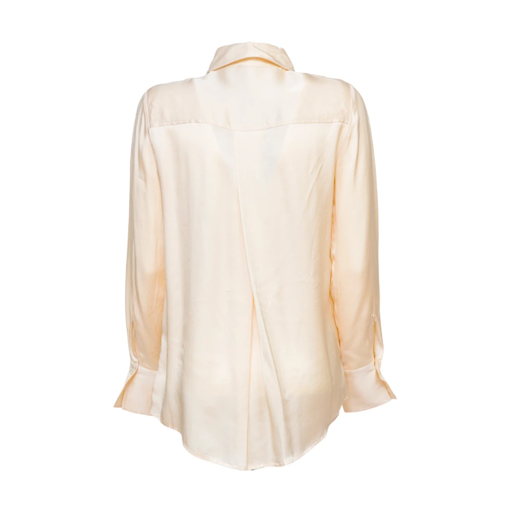 Nenette Satijnen Blouse met Borstzakken Beige Dames